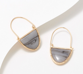 Denim & Co.Grey Marbled Half Moon Golden Tone Earrings